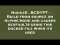 NodeJS : BCRYPT - Build from source on Alpine:node and causes segfaults using this docker file when