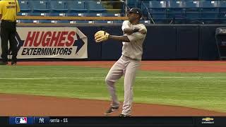 Didi Gregorius and Aaron Hicks take on field batting practice