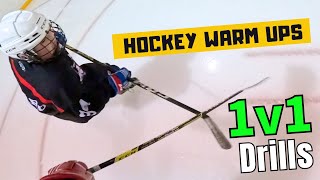 Hockey Warm Ups \u0026 1v1, Passing Drills + Deflections