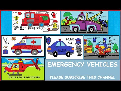 Educational Video For Kids | Emergency Vehicles Drawing N Coloring ...