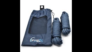 WAVESRX Premium Boat Dock Line ⅜” x 15’| Double Braided Nylon Marine Mooring Rope