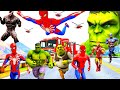 Siêu Nhân Người Nhện Chạy Xe Ô Tô Cứu Hỏa Giải Cứu shrek, 3D Hulk VS Spiderman Racing Car Avenger