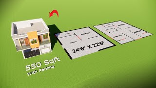 22.5 X 24.5 feet small House design | 550 Sqft House plan | Modern House design | plan with Parking