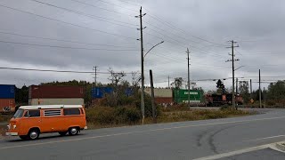 HYBRID K5HLA DOPPLER! CN 3886 Leads Double Stack Train 186 At Hanmer, Ontario