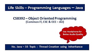 Java Thread Creation using Inheritance | Thread | Two and Three thread Programs | CS8392 - OOP | 33
