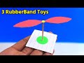 3 Best RubberBand Toys | how to make rubberband propeller helicopter | how to make paper toy