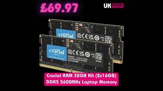 Crucial RAM 32GB Kit (2x16GB) DDR5 5600MHz Laptop Memory was £127.99 now £69.97 👇🔥🔥🔥