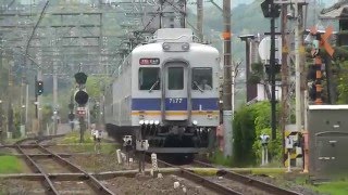 南海本線　淡輪駅と１００００系特急サザンの通過