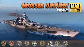 Battleship Grosser Kurfürst: Exciting game on map Trident - World of Warships