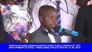 PRINCE SSEMAKOOKIRO'S FIRST PUBLIC SPEECH AT OUT SPAN PRIMARY SCHOOL   NAMULONGE