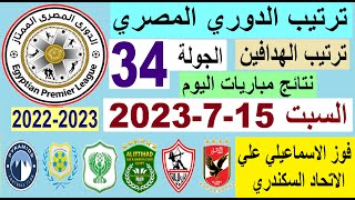 ترتيب الدوري المصري وترتيب الهدافين اليوم السبت 15-7-2023 في الجولة 34