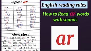 ar sound words.  Digraph ar. bossy r. ar words. spelling rules in english