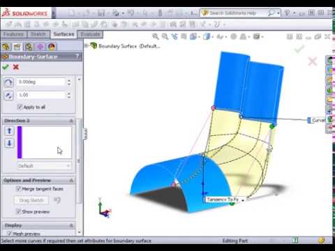 SolidWorks Surfacing 01 Surfacing 21 Boundary Surfaces - YouTube