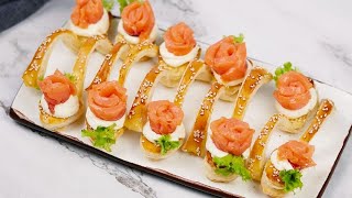 Puff pastry spoons with cheese and salmon: your aperitif even more special!