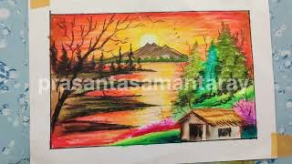 ସକାଳର ଦୃଶ୍ୟ /sunrise scenery oilpestal colour /