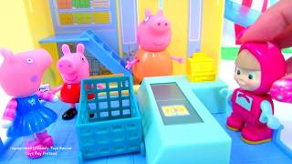 Peppa Pig Grocery Store featuring Hello Kitty and Masha - Play Pretend