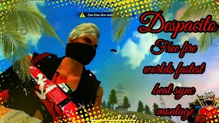 Despacito - free fire worlds fastest  beat sync montage | 70 subs special |