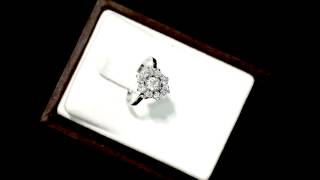 1.26 ct Diamond and 18 ct White Gold Cluster Ring -- Antique French Circa 1910