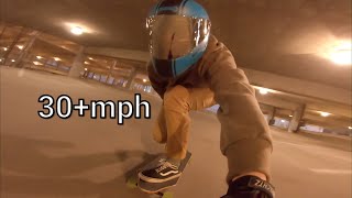 25+mph in a parking garage - Downhill Longboarding (extended)