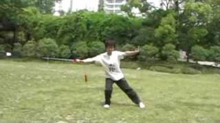 student masters Zhou Zhongfu.Taijisword. Taijiquan style Wu. Shanghai