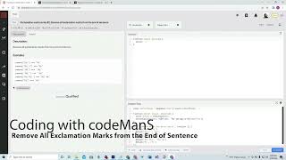 Codewars 8 kyu Remove All Exclamation Marks from the End of Sentence JavaScript