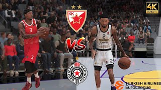 BELGRADE DERBY REALISTIC ATMOSPHERE📢l RED STAR vs PARTIZAN I EUROLEAGUE MOD in NBA2K25 4K60FPS