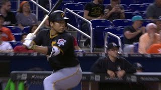 PIT@MIA: Kang doubles to end Chen's no-hit bid