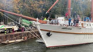 MERIDIANAS is being transported to Klaipėda port drydock for a regular maintenance and repair.