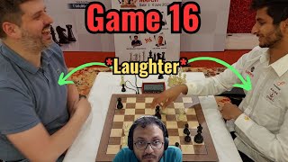 Both players end up laughing after the game! Svidler vs Vidit match final game