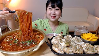 당면 듬뿍 넣은 매운국물닭발 꾸덕한 크림새우 먹방 Spicy chicken feet with glass noodles Cream shrimp Mukbang Eatingsound