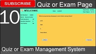 10. Quiz or Exam Management System in java - Quiz or Exam Page (JFrame, Mysql Database, Netbeans )