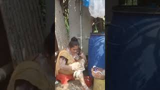 hot aunty open bathing vlog video Bengali boudi bathroom San video sexy bhabhi status video #love