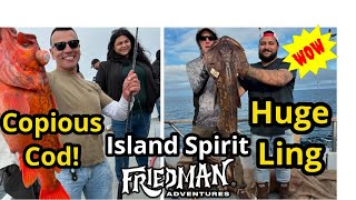 Enormous lingcod, WFO rock fishing as Friedman Adventures heads to Hidden Reef on the Island Spirit