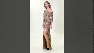 Long Sleeve One Shoulder Fully Embellished Dress With Slit 12184/www.shailkdresses.com