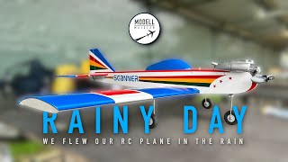 We flew our RC plane in the rain