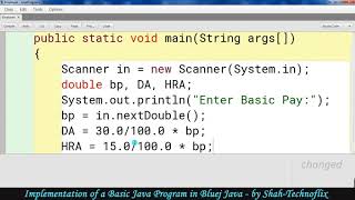 2. Basic Java Program to Calculate Net Salary || Bluej Java || Hindi