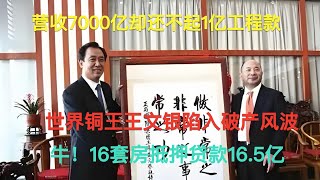 营收7000亿却还不起1亿工程款；世界铜王用贵阳16套房抵押贷款16.5亿；首富密友王文银富可敌国也陷入破产倒闭