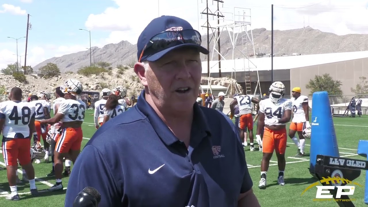 UTEP FB Coach Dana Dimel On The 1st Practice Of The 2022 Season - YouTube