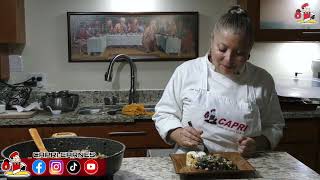 Cerdo con Espinacas y arroz poblano con jalapeño - Cocinando con Capri