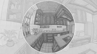 How To Draw In 5 Point Perspective (FISH EYE) - Interior View Drawing Tutorial