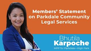 MPP Bhutila Karpoche: Statement on Parkdale Community Legal Services