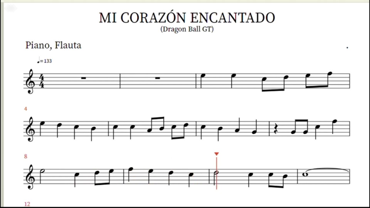 Mi Corazón Encantado Dragon Ball Gt Partitura Para Piano Violín