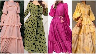 Most beautiful Long Maxi dresses//latest frock designs||floor length outfit ideas 2024