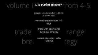 stock selection for intraday |pre open market strategy |one day before trading strategy|live trading