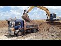 อดีตเคยหล่อเคยแรง komatsu pc200 5 สมบูรณ์จัด ดั้มซิ่ง อัดเต็มกล่อง excavator and truck ep.7336