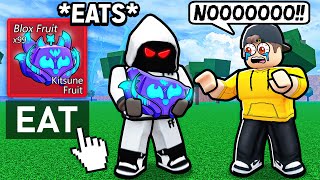 Eating KITSUNE FRUIT In Front Of DESPERATE SCAMMERS.. (Blox Fruits)