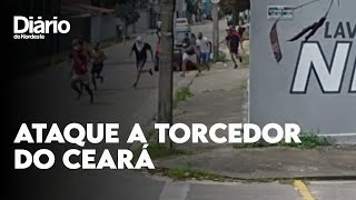 Vídeo mostra momento em que homens saltam de veículos e atacam torcedor do Ceará, na Serrinha