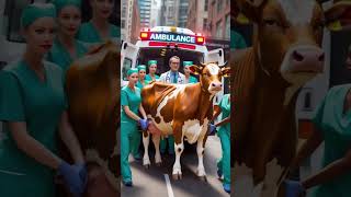 Doctors And Nurses Help A Cow 🐮 #ai #humanity #rescue