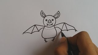 How to draw a cartoon bat for kids easy and simple