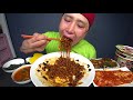 sub 앵그리짜파구리 먹방 매운파김치 매운김치 매운열무김치 단무지 김이랑 korean mukbang